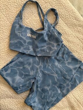 Life Time Blue Marble Active Sports Bra and Shorts Set